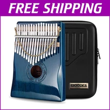 Professional Mahogany Kalimba with PU Case and Engraved Scales - Blue-K17BP