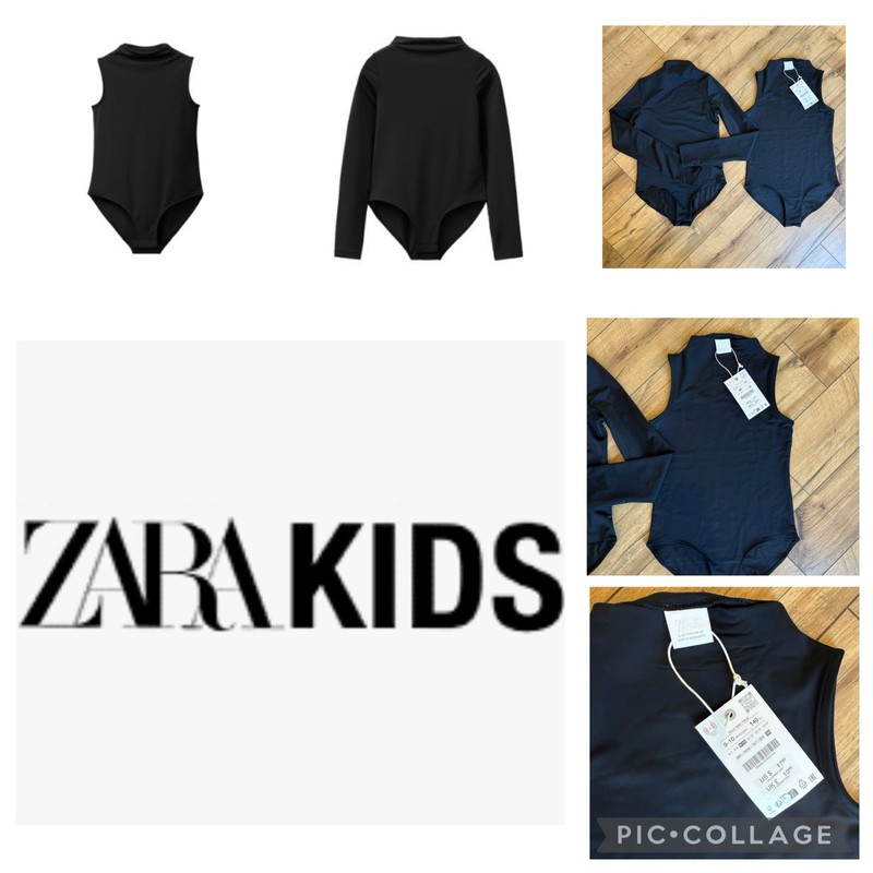 New Zara Girls Bodysuit LOT Of Two Mock Neck Black Size 9-10