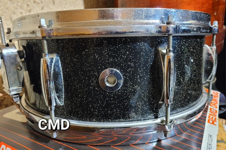 RARE VINTAGE GRETSCH ROUND BADGE 5.5X14 ANNIVERSARY SPARKLE SNARE DRUM EARLY 60s - Image 3 of 4