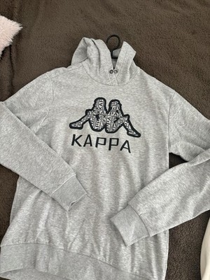 Kappa Herren Kapuzenpullover Hoodie Grau Logo-Print Langarm Größe M