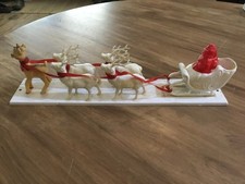 Vintage plastic Santa Express Reindeer Mantle Display 1950s Christmas
