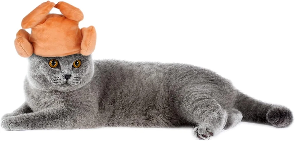 Diadema de pavo para gato y perro de Acción de Gracias - Divertido sombrero de vacaciones para mascotas pequeñas, gatos  Foto 4 de 4