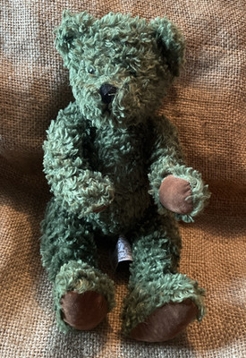SELTENER grüner TEDDYBÄR Stofftier weich Anna Club Plüsch die Linie ''Lederschild'' Ruhestand