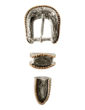 M&F Western Hat Band Buckle 3 Piece Rope Edge Set 3/8 Silver 0113336