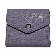Coach Purple Trifold Wallet w/ Zip Pocket, Logo Accent, Credit Card Slots