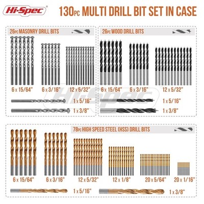 Versatile 11 Sizes Drill Bit Set - Metal & Wood