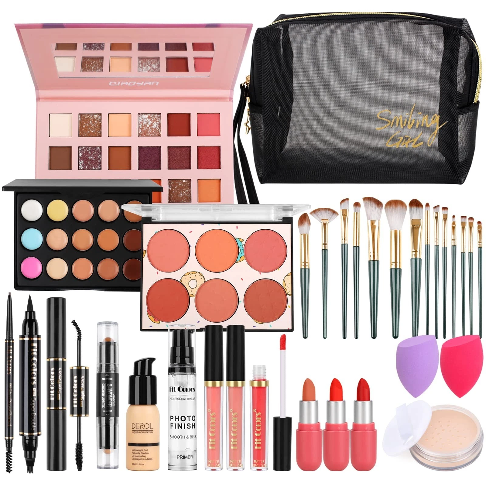 All-in-One Makeup Kit for Women - Travel Bundle with Foundation, Eyeshadow, Lips