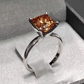Lovely 4 Ct Certified Champagne Diamond Solitire Ring 925 Sterling Silver.