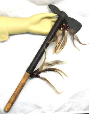 #ad Native American Tomahawk War Club Cherokee Made Brown Battle Axe COA #56 $46.99