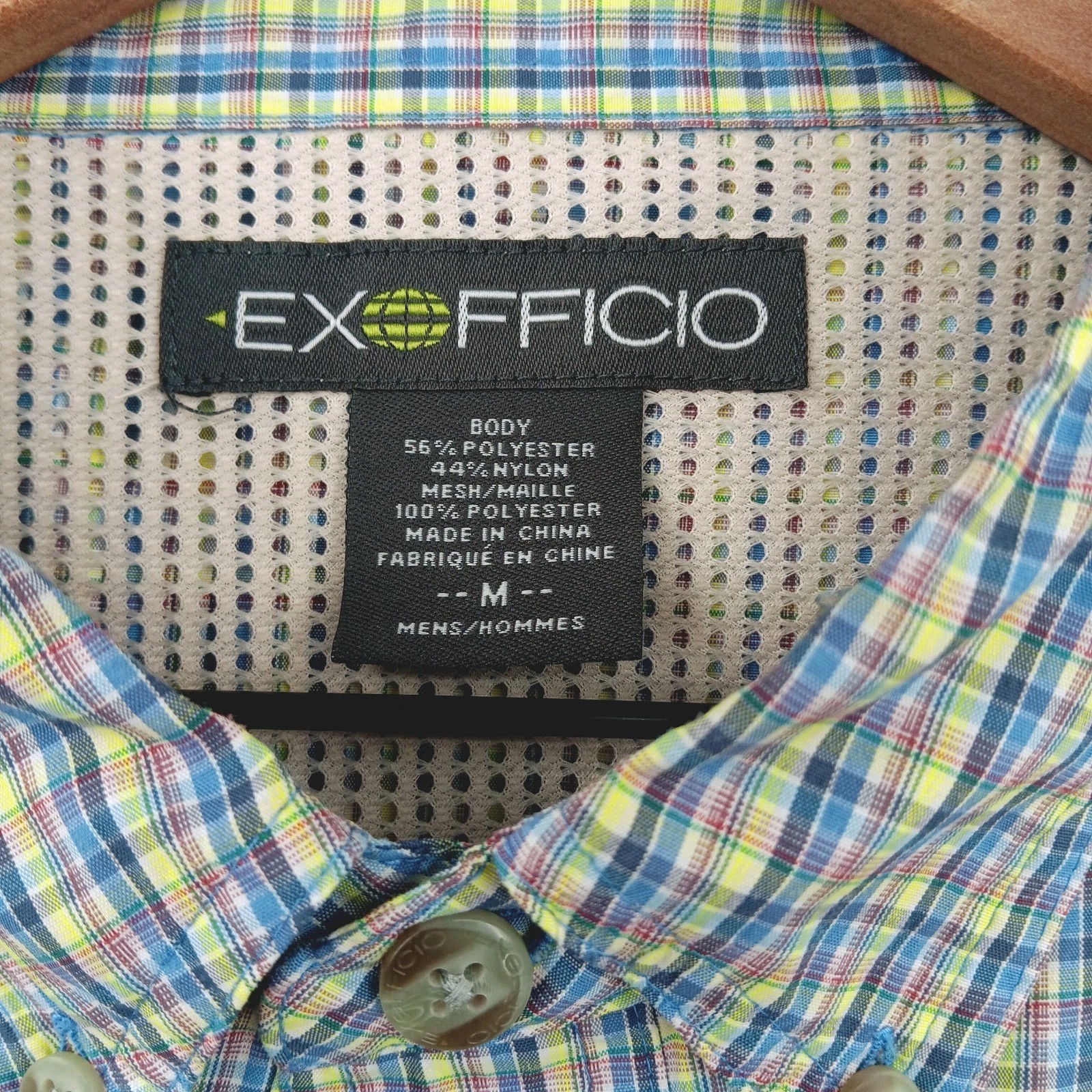 Exofficio Shirt Mens Medium Plaid Outdoor Vented L/S 2 Pockets Hiking Gorpcore