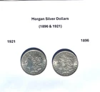 Lot of 2 Very Nice Morgan Silver Dollars, AU, 90% Silver Content, High Luster.