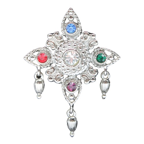 Bob Mackie | Silvertone Rhinestone Brooch Pin | Non-Mint Box - Picture 2 of 3