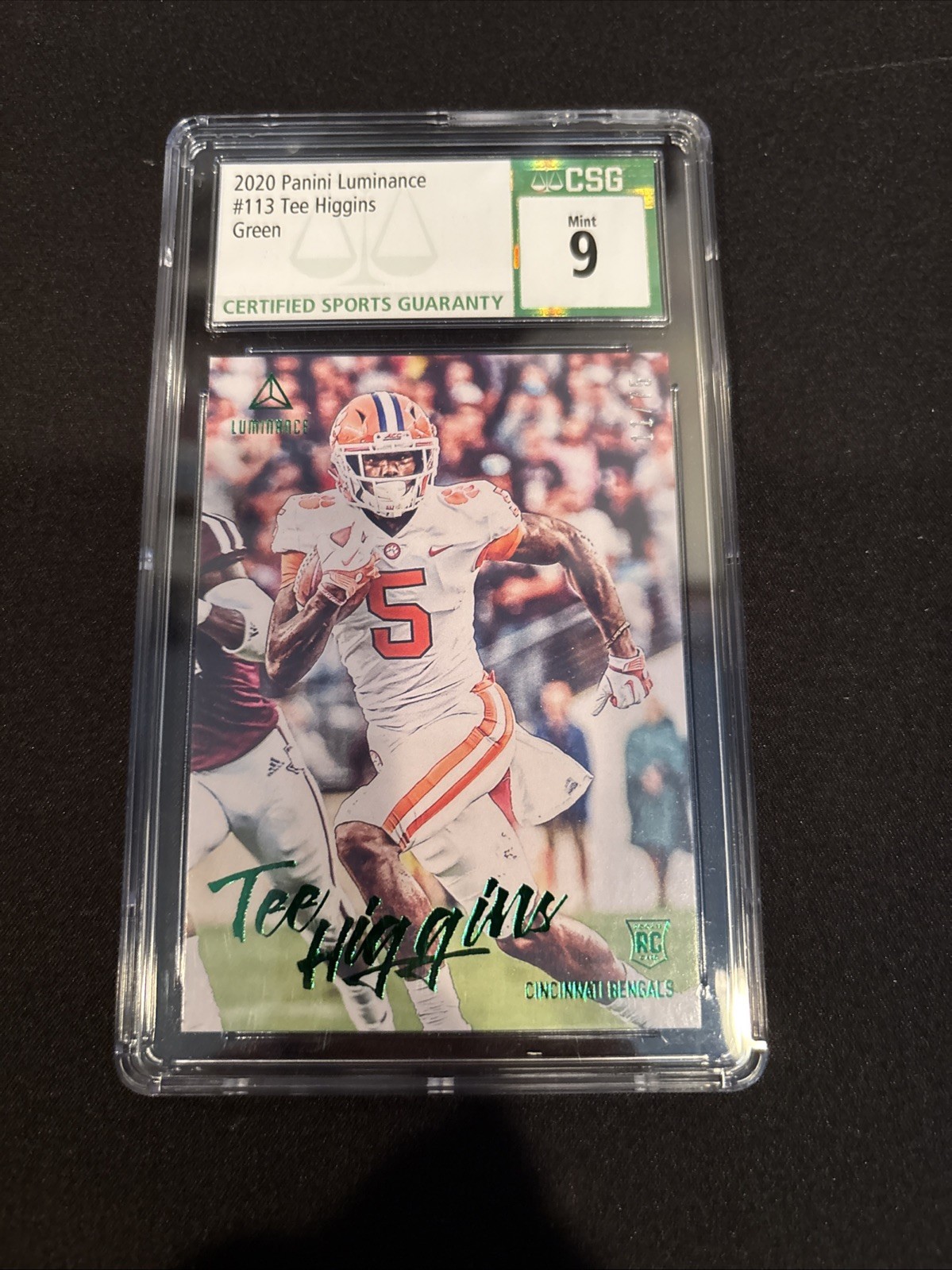 2020 Panini Luminance Green /75 Tee Higgins #113 Rookie Bengals