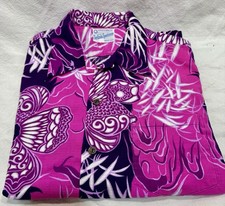 Vintage Surfside Sportswear 60s 70s Waikiki Hawaiian Shirt Purple Pink Linen