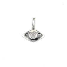 14K Real Solid White Gold Natural Evil Eye Diamond Pendant 0.02ctw