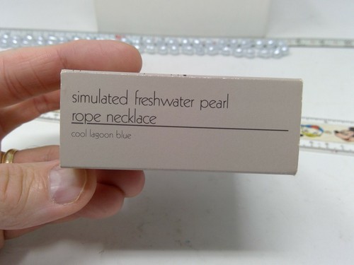 1986 Avon Simulated Freshwater Pearl Cool Lagoon Blue Plastic Necklace ~ 38" - Bild 5 von 6