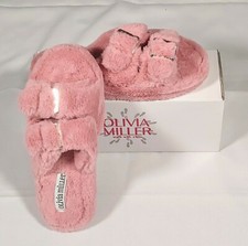 Womens Faux Fur Blush Strap Slipper Slide Size 8 Soft