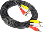 New Listing10Ft Rca Composite Audio/Video Cable with 3 Male Connectors - Yellow/White/Red