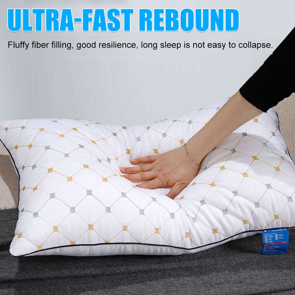 2 Pack Hotel Quality Pillows Checked Ultra Plush Home Beds Pillows Skin