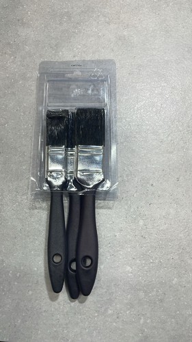 3 Piece Paint Brush Set with Black Handles for Home Wall and Art Projects - Picture 5 of 5