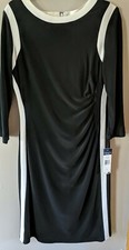 🖤 Chaps Black Sophisticated Below The Knee Stretchy Dress Sz L NWT🖤