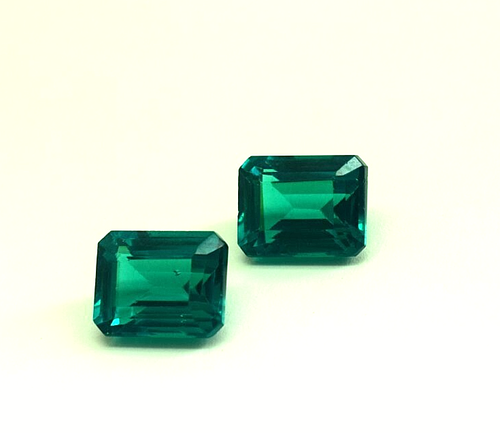 Certified Emerald Natural Colombian Green Emerald Gemstone Pair 18Ct Emerald cut - Picture 6 of 11