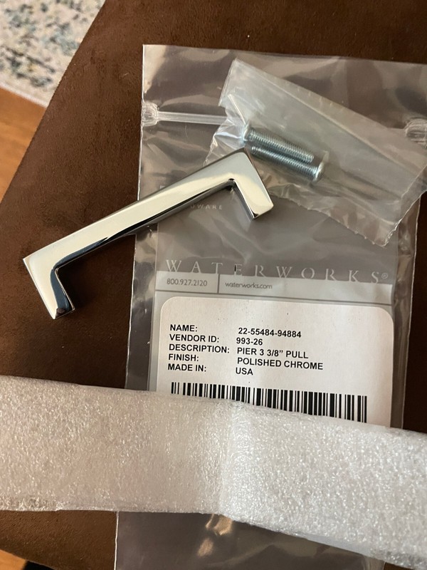 Waterworks Pier 3 3/8" pull chrome SET OF TWO- retail $150 each