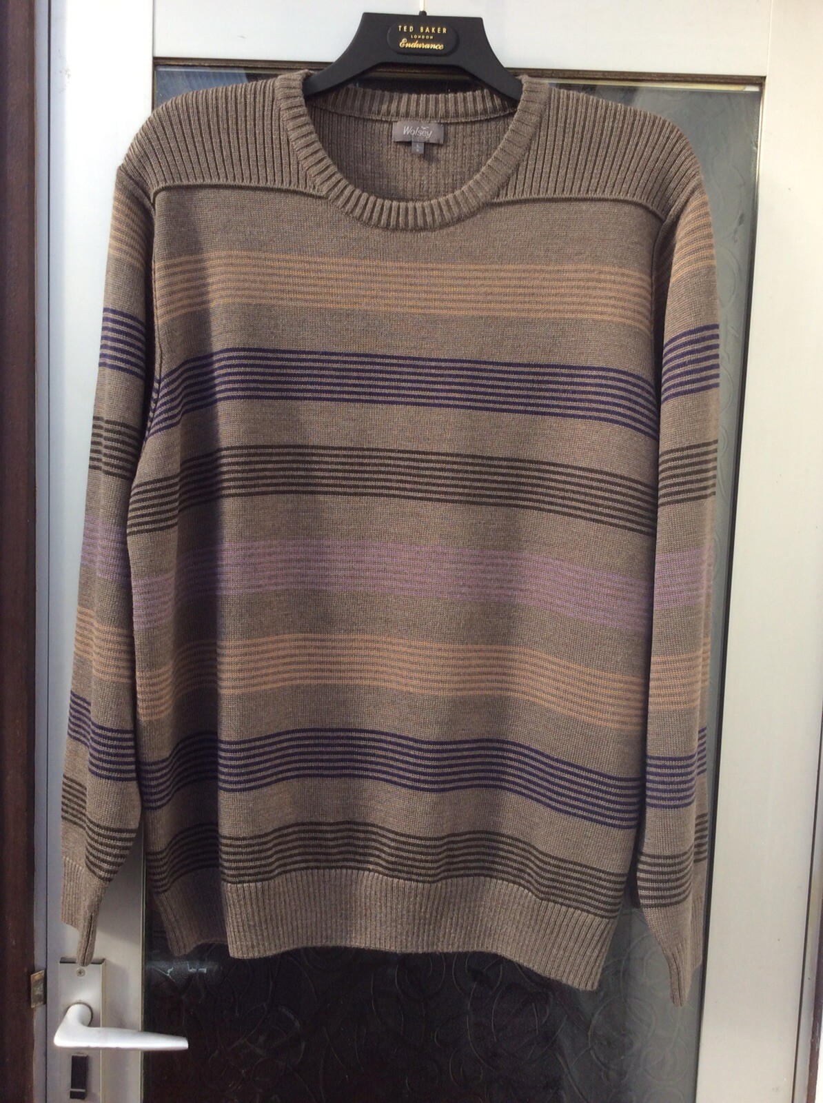 WOLSEY Men's Merino Wool Stripe Crew 