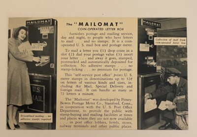 Mailomat Coin Operate Letter Box Postcard Advertising