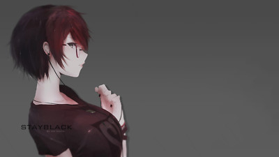 Anime artwork aoi ogata redhead headphones simple Playmat Gaming Mat Desk