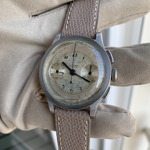 UNIVERSAL GENÈVE Cronografo 5466 Compur prima serie anni 1936 - Foto 21 di 21