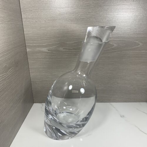 NAMBE Tilt Crystal Decanter Carafe Modern BAR Accessories Glass 10” x 5” Stopper - Picture 1 of 16