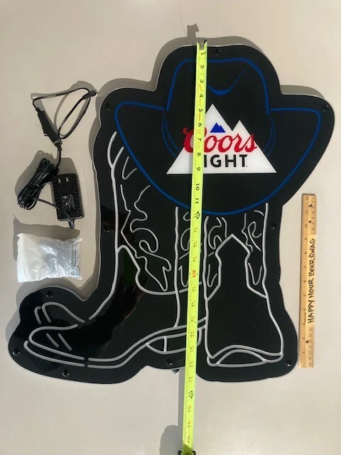 🔥Coors Light Motion Animated Country Boot LED borda iluminada placa de cerveja - Imagem 3 de 4