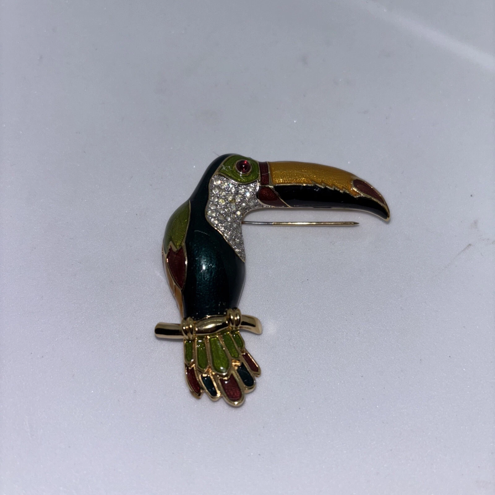 MINT Vintage Judith Leiber Toucan Parrot Pin Brooch NICE!