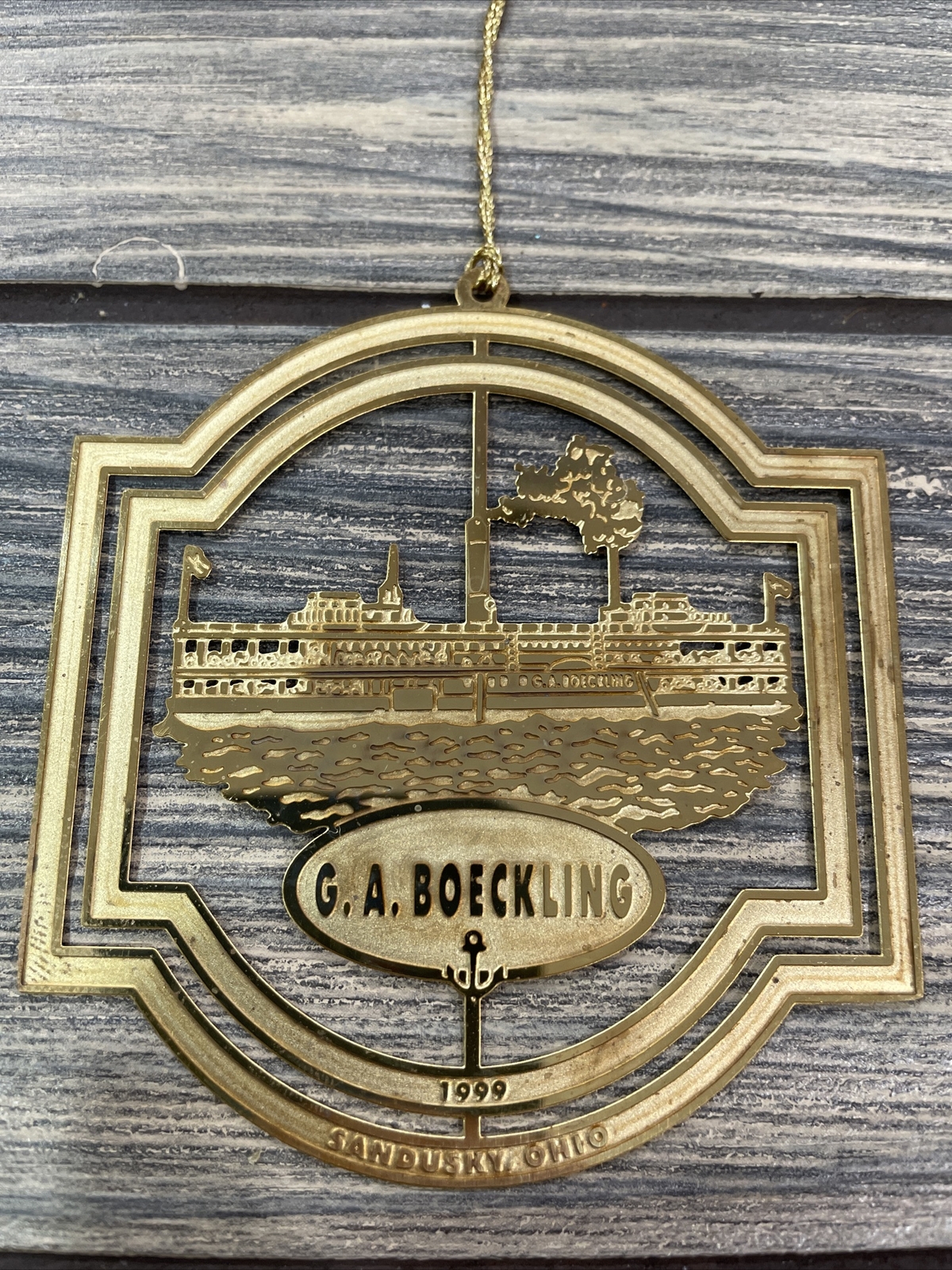 G A Boeckling Sandusky Ohio 1999 Gold Christmas Ornament 3” eBay
