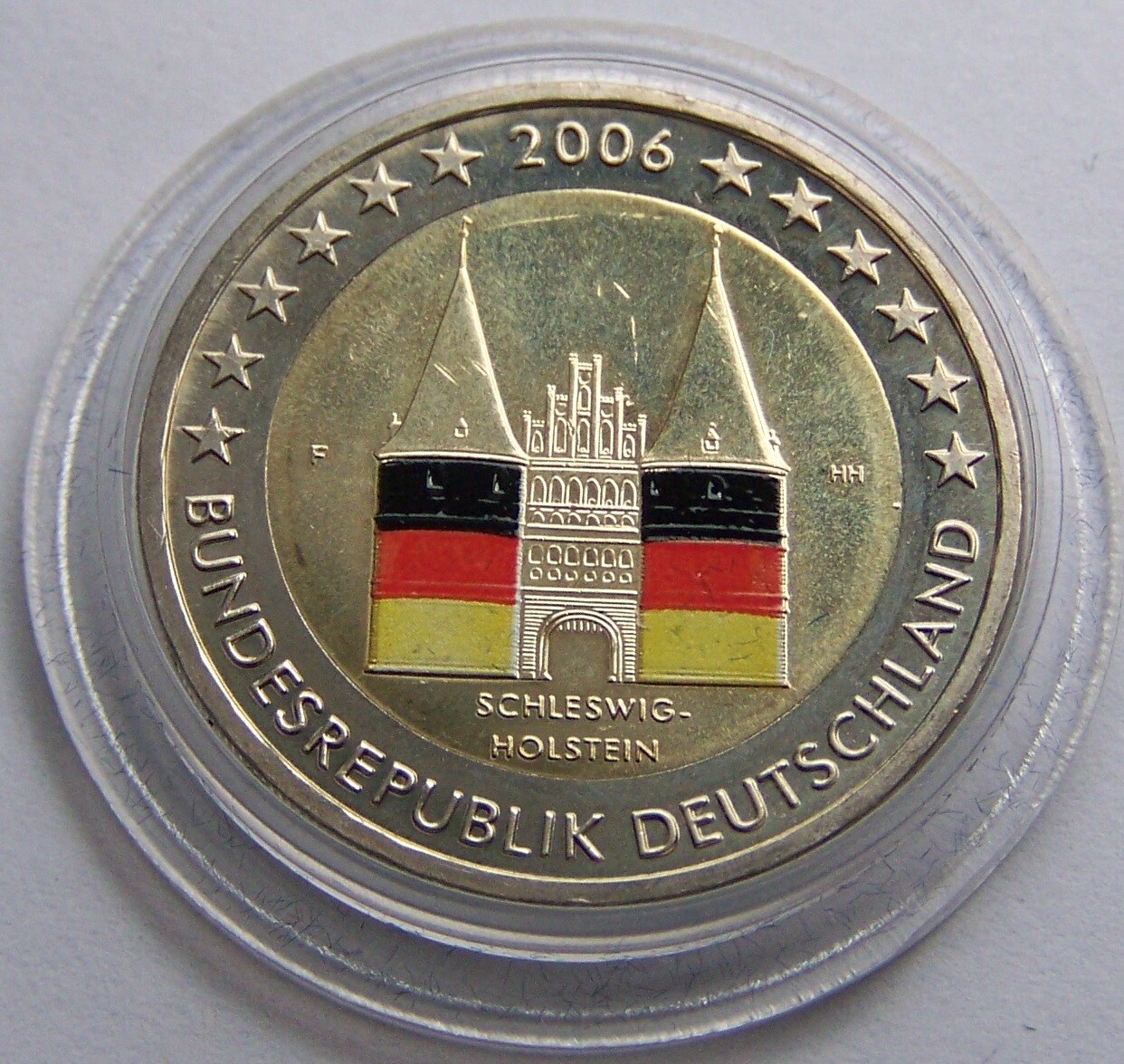2 Euro Münze Schleswig Holstein 2006 Fehlprägung 2 EURO MÜNZE - Schleswig-Holstein - Holstentor Lübeck 2006 - IN FARBE