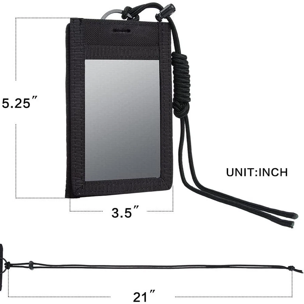 2PC Tactical ID Card Holders Hook&Loop Patch Badge Organizers - Neck Lanyard HOT