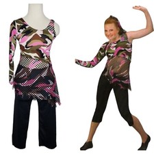 Boot Camp Adult Medium New Dance Costume Hip Hop Camo Top With Capri Pants
