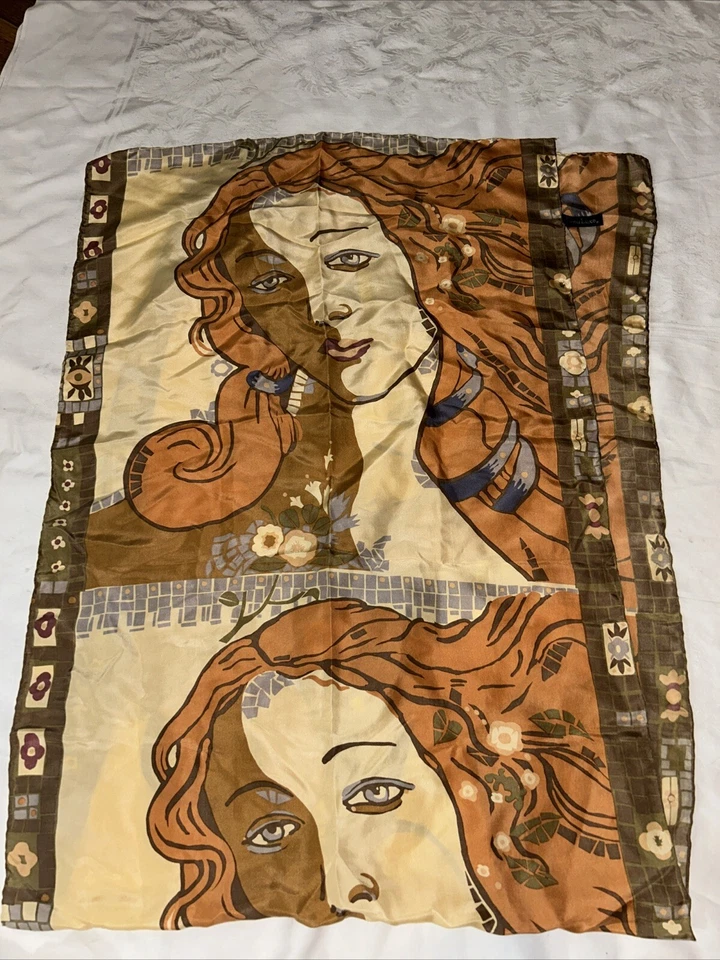 Bufanda Zazou Luxe de colección 100 % seda 61" X 21" arte para usar envoltura para la cabeza enrollada a mano Foto 3 de 4