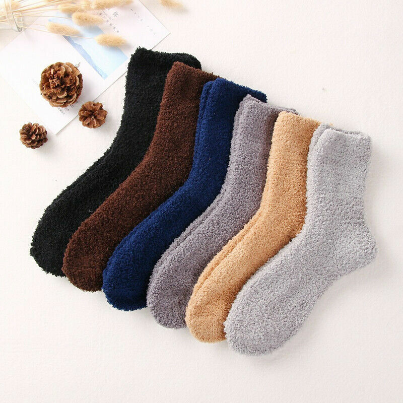6 Pairs Mens Winter Thermal Thick Bed Socks Fleece Fluffy Cosy Warm