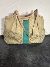 Coach Purse Signature Satern Brooke Brown Canvas Leather Hobo Shoulder