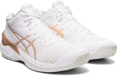 ASICS Women's Sky Elite FF MT Volleyball Shoe, White/Frosted Almond Size 13