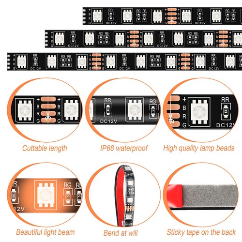 32 PCS Motorcycle RGB LED Strip Light Under Glow Neon Kit Bluetooth APP Control - Picture 5 of 14