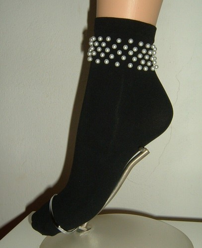 CALZEDONIA CALZINI NERI CON PERLE AL POLSINO TAGLIA UNICA | eBay