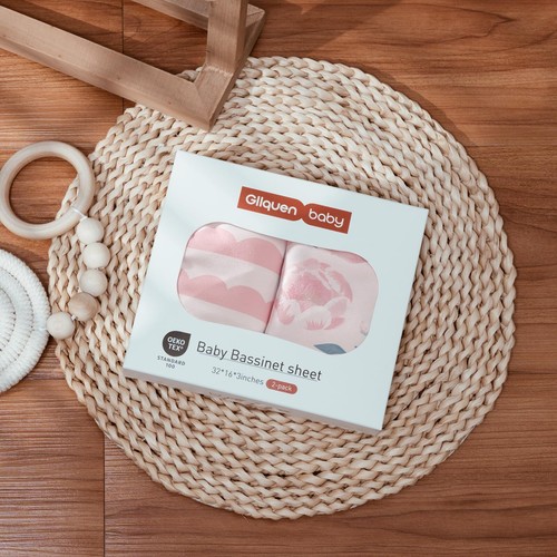 Bassinet Crib Sheets Set Breathable Cozy Fitted Mattress Sheet Elastic Travel... - Picture 6 of 7