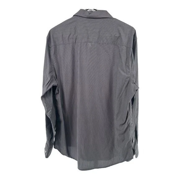 Perry Ellis | Camisa L Grande Sin Hierro Para Hombre con Botones a Rayas Gris y Negra Foto 2 de 4