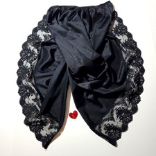 Vintage SEARS Half Slip Skirt BLACK SATIN Silky Nylon Lingerie SMALL