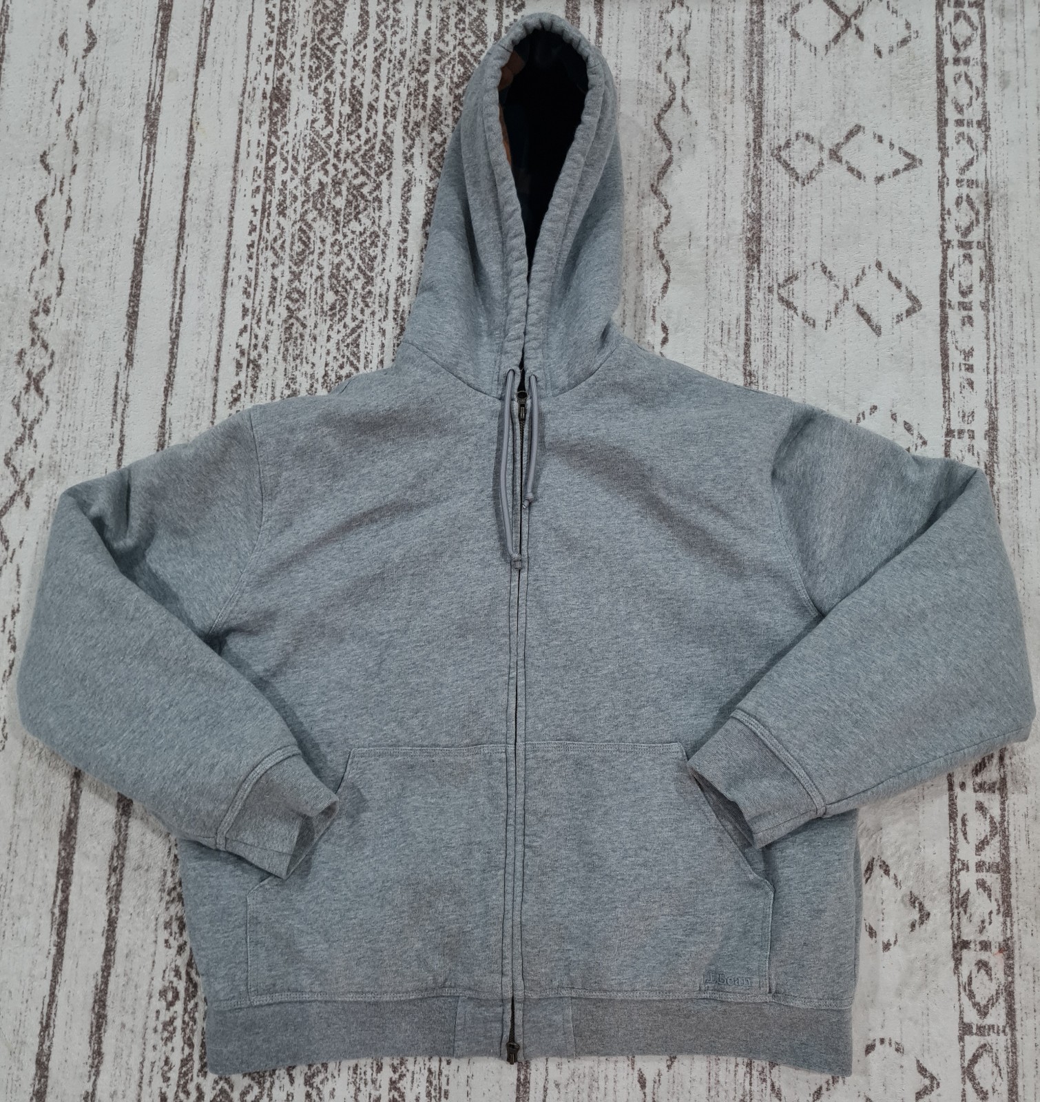 LL Bean Katahdin Iron Works Zip Up Hoodie Mens Large Gray Full Zip