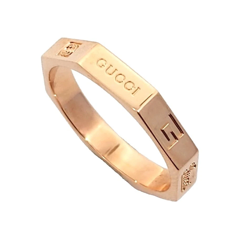 Bague Gucci octogonale logo GG or rose 18 carats 4,2 g bijoux occasion