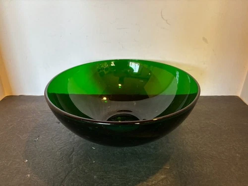 Vintage Anchor Hocking Forest Green Glass 10" Punch Bowl